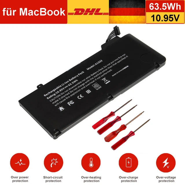 Ersatz-Akku Für MacBook Pro 13 Zoll A1278 - 65.5Wh Verbesserte Kapazität