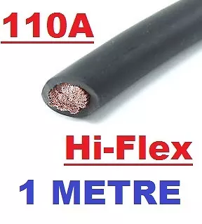 Black 16Mm Battery Starter Welding Cable 110 Amp Hi Flex  Negative Earth 1 Metre