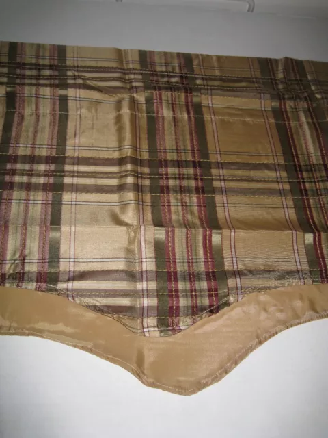 Manchester Gold Burgundy Green Plaid Valance Curtain Double Layer NEW