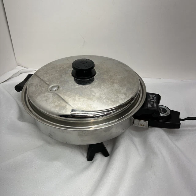 Saladmaster 11" Electric Skillet Oil Core Pan Vapo Lid Power Cord 7817 Tested Saladmaster 11" Electric Skillet Oil Core Pan Vapo Lid Power Cord 7817 Tested