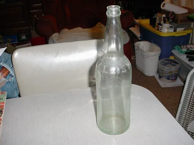 Embossed Green Glass Liquor Bottle Leisy Peoria, ILL