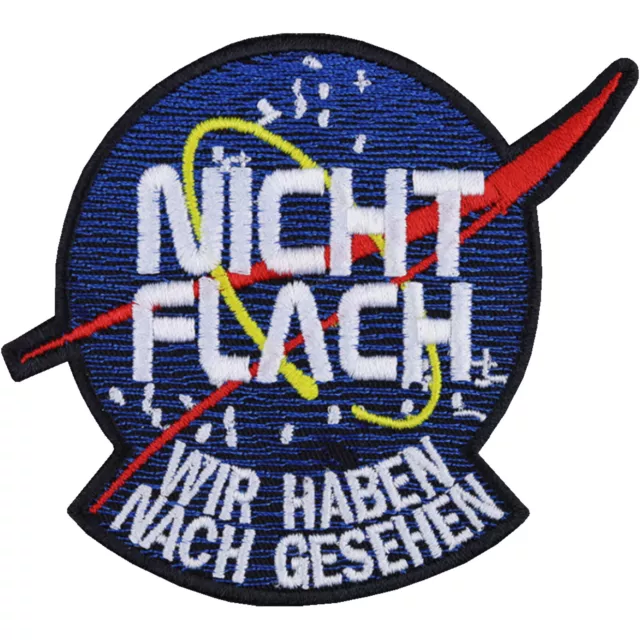 NASA Aufnäher: Nicht flach - lustiger Aufbügler UFO Patch Raumfahrt Applikation