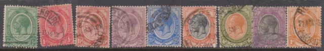 (F166-26) 1913 South Africa mix of 9stamps KGV 1/2d to 1/- (Z)