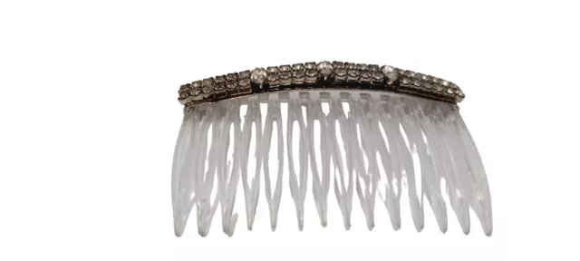 Vintage Rhinestone Hair Comb Faux Diamonds Hair Comb Barrette 3" Unbranded