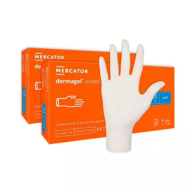 Pack de 2 Boites de 100 GANTS LATEX Transparent Pour Chirurgiens TAILLE S MERCAT