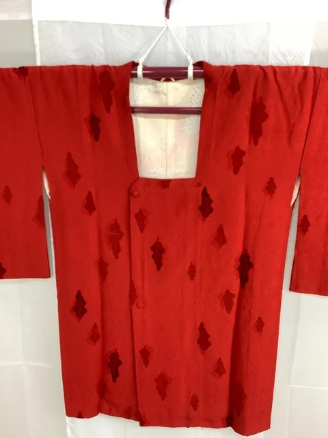 Japanese Vintage Kimono MICHIYUKI coat Red leaf Height 33.46inch used