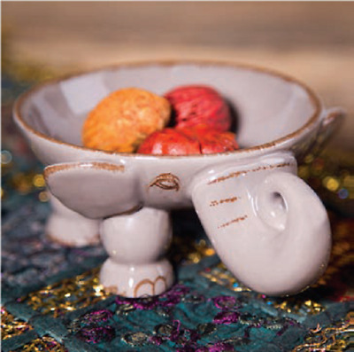Elephant Trunk Up 77517 Ceramic 3D Figural Bowl Candy Dish Grey 10" D