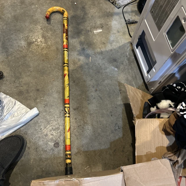 NEW HAND CARVED Wooden Cane Walking Stick Mexican Aztec Hand Painted