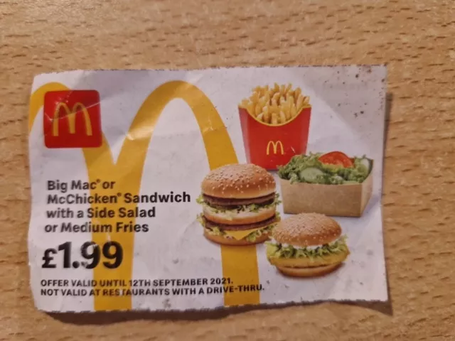 Mc Donald's Saving Discount Voucher 2021 rare,  for collectors