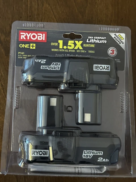 Genuine Ryobi One+ 2 Ah 18V Lithium-ion Battery 2 Pack P106 - New Sealed Pkg