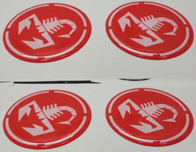 COPRIMOZZI ADESIVO STICKERS PER CERCHI IN LEGA 3D X4 PZ 55 mm ABARTH ROSSO 500