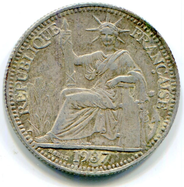 French Indo China 10 Centimes 1937 KM-16.2  lotjun4398