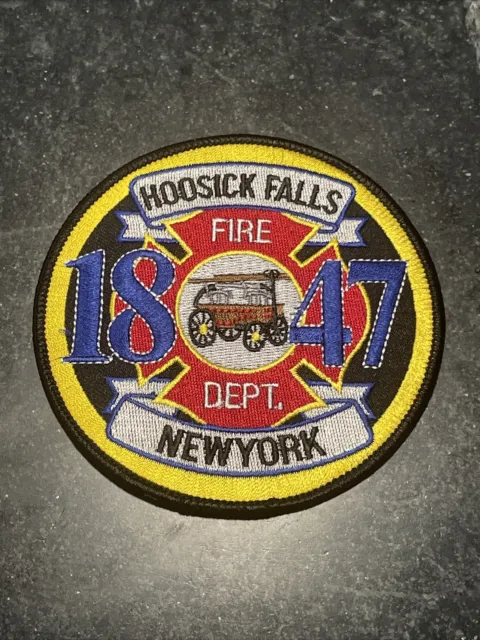 Hoosick Falls NY New York Fire Dept Patch Rare Vtg Iron On 4” Logo