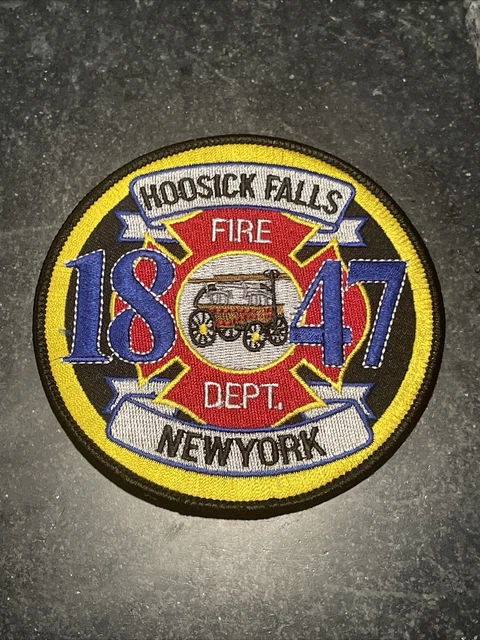 Hoosick Falls NY New York Fire Dept Patch Rare Vtg Iron On 4” Logo