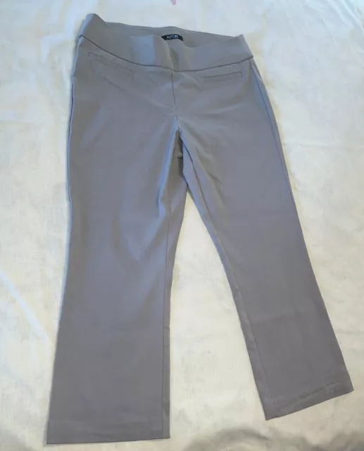 NICE GENTLY WORN APT.9 WOMENS GRAY STRETCHY PULL-ON PANTS Size 12 WIDE WAISTBAND