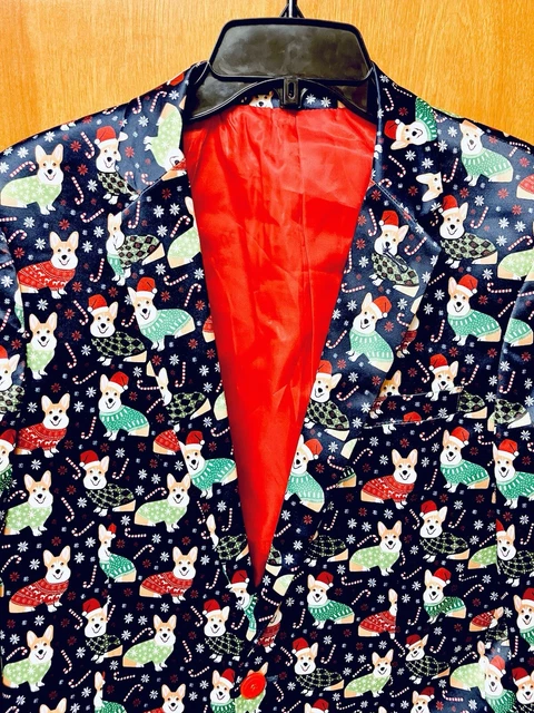 SUSLO COUTURE CHRISTMAS Santa Slim Sports Coat Jacket Large 42 Medium 40 38 54.95 PicClick