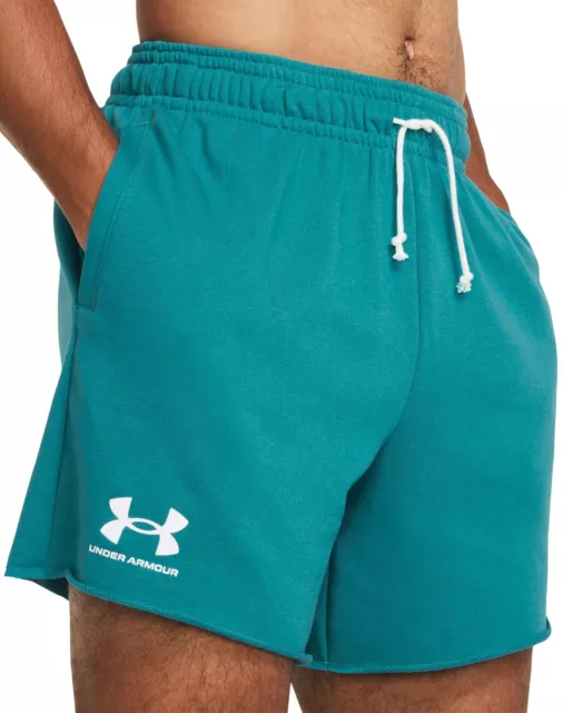Under Armour Mens Rival Terry 6 Inch Training Shorts Gym Lightweight - Green