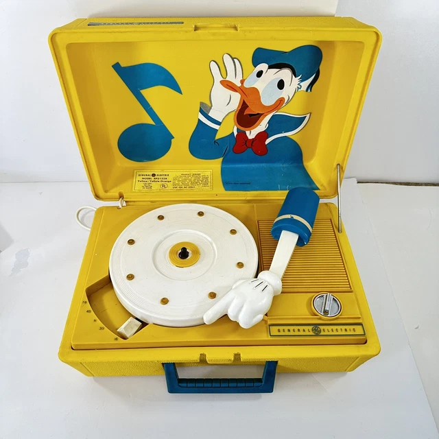 VINTAGE DISNEY DONALD Duck Record Player 45s General Electric RP3123A £
