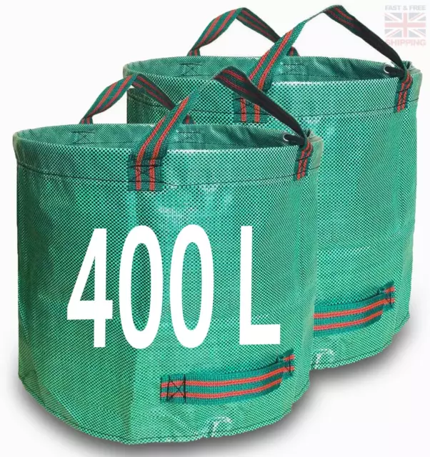 Bolsas de residuos de jardín 400L X 2 bolsas de jardín de alta resistencia bolsas de jardín reutilizables con ha