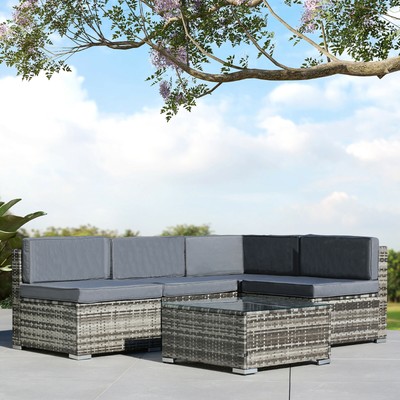 Arebos MOBILI DA GIARDINO IN POLYRATTAN EQUIPAGGIAMENTO lounge set SET SALOTTO GRIGIO 