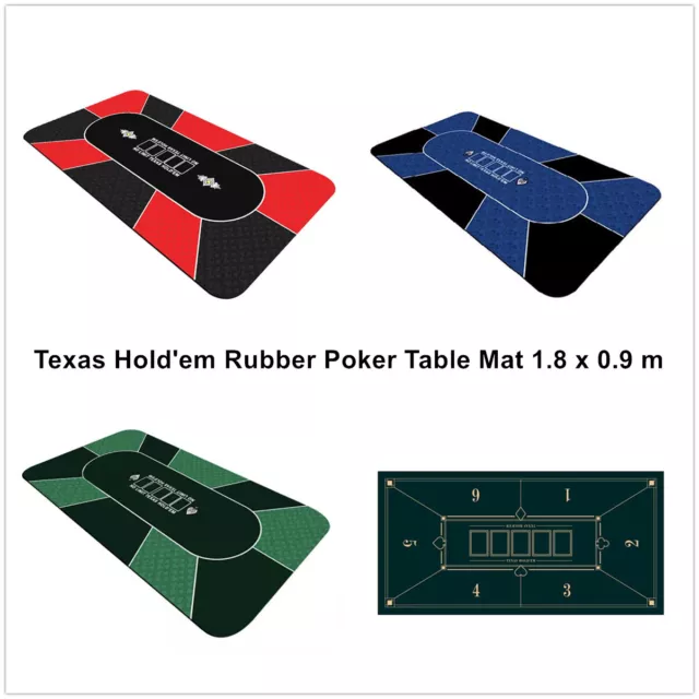 Deluxe 6-10 Player Layout Texas Hold'em Rubber Poker Table Mat Cloth Gaming Pad