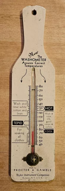 Rare Early Washometer Proctor & Gamble Taylor Wooden Thermometer! Rochester, NY!