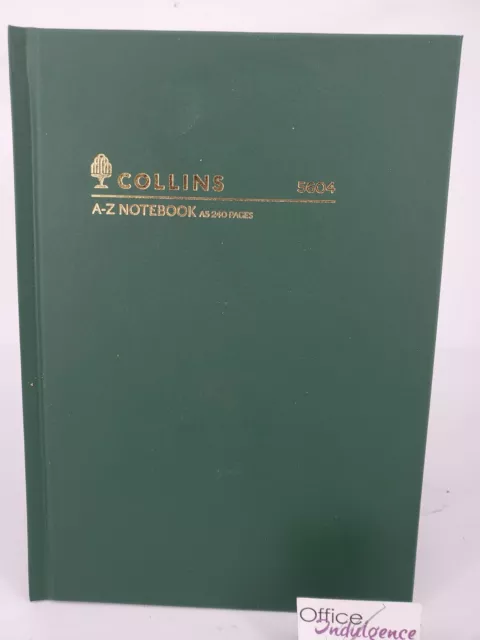 Collins A5 Green Indexed Notebook Feint 240P A-Z Cased & Bound #5604* TRACKED