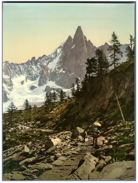Vallée de Chamonix. Route de Montanvert. WK vintage photochromie,  photochromi