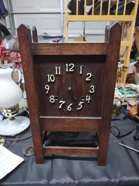 Vintage Oak Mission Mantle Clock Exposed Pendulum