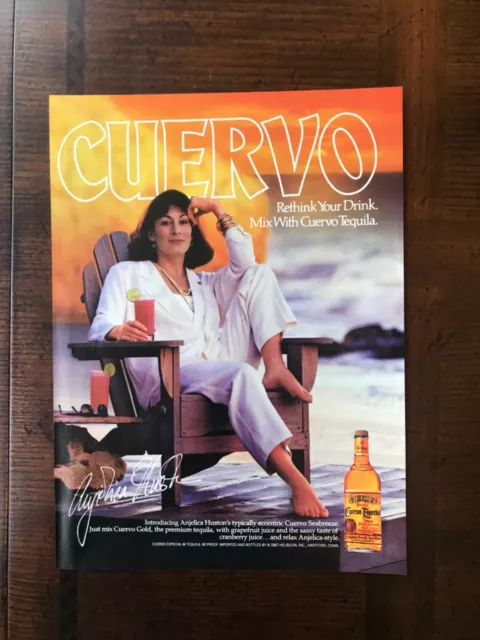 1987 vintage original print ad Cuervo Especial Tequila With Angelica Houston