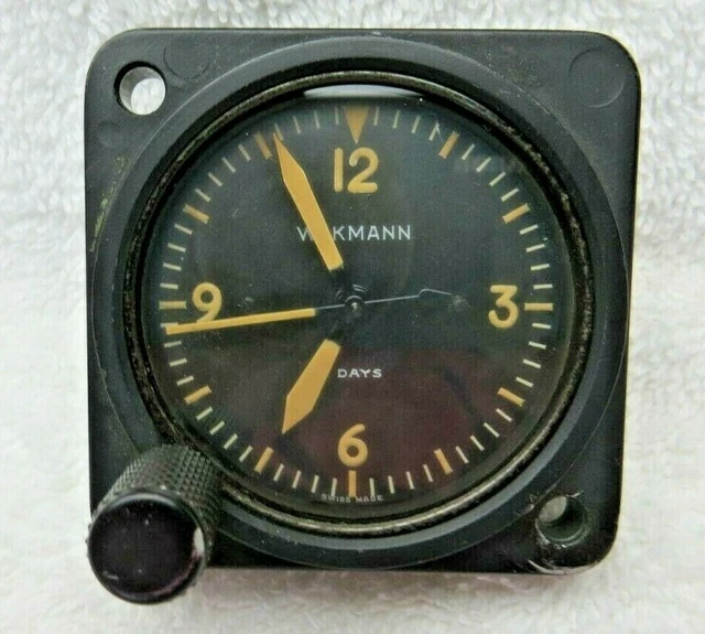 VINTAGE WAKMANN MILITARY Aircraft 8 day clock in excellent working