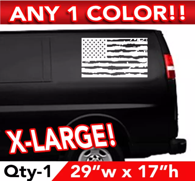 AMERICAN FLAG GRUNGE STYLE LARGE WALL OR WINDOW DECAL STICKER 29"w  x 17"h