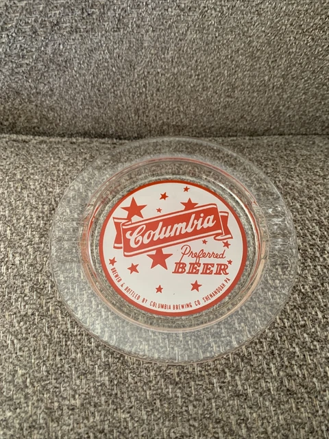 1950's 1960's Vintage COLUMBIA BEER Souvenir Glass Ashtray SHENANDOAH PA Brewery