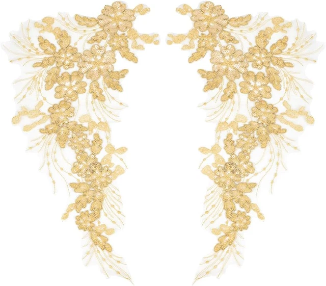 2 Pezzi Applique Pizzo Fiore Nero - Toppe Ricamate Per Cucire Su Abiti E Borse | Decorazione Per Sposa E Serate - Foto 11