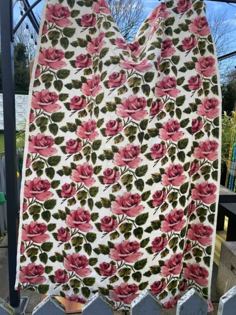 vintage Floral Roses material Barkcloth  fabric