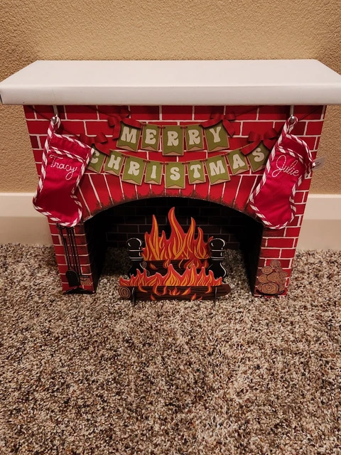 American Girl Doll Julie Christmas Fireplace With Accessories