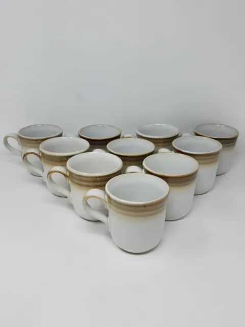 Set of 10 Noritake Fanfare Brown Tan Winter White Stoneware Coffee Mugs Japan