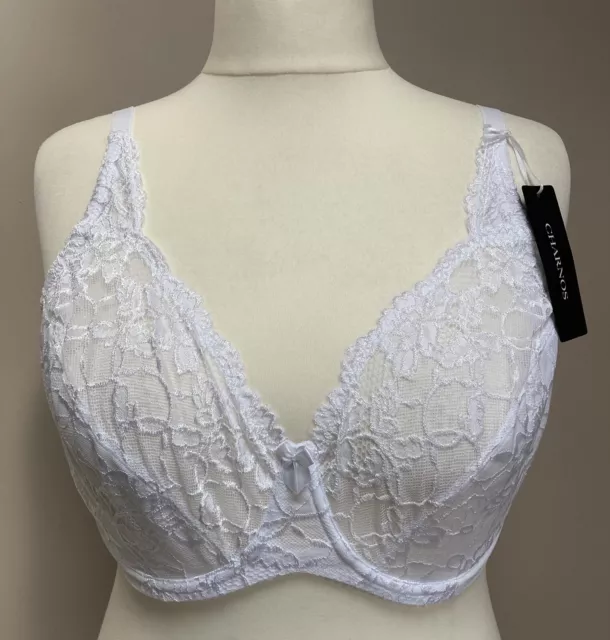 Charnos Bra Size 34FF Full Cup White Lace Rosalind Underwired Non Padded BNWT
