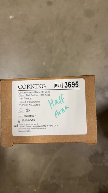 Corning Costar 3695 96 Well Clear Half Area Polystyrene Plate, 25/pack