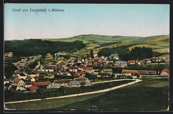 Domstadtl i. Mähren, Teilansicht, Ansichtskarte 1912
