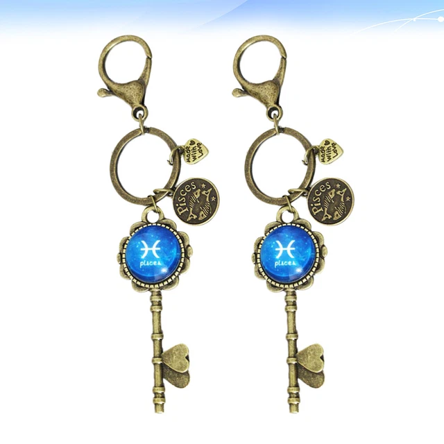 2 Pcs Birthday Gift Keyrings Birthstone Keychain Wallet Keychain