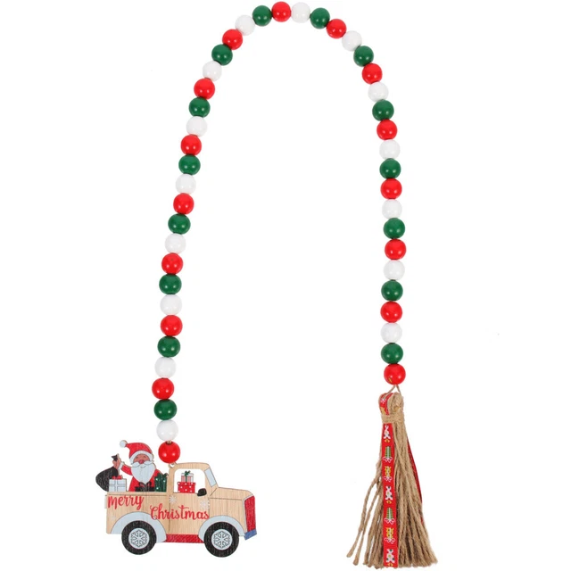 weihnachtsholzperlen girlande mit hanfseil holzauto pendell