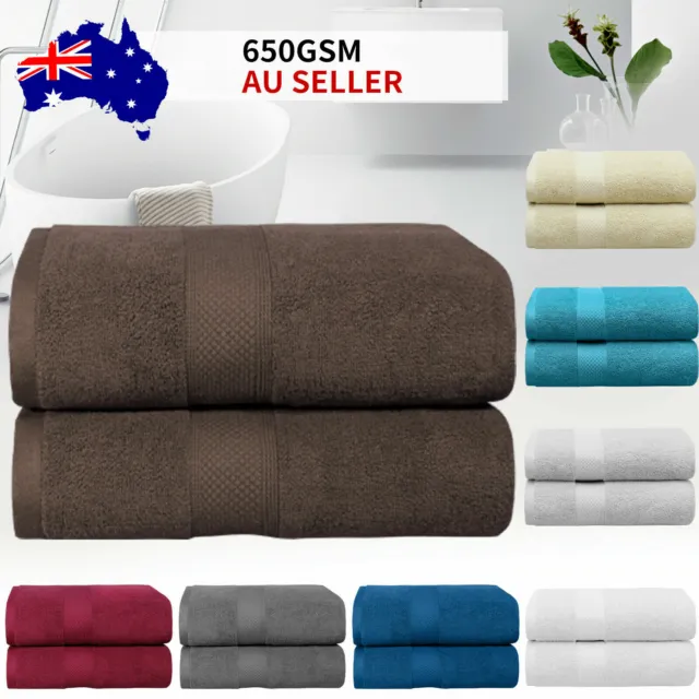 2x Jumbo Extra Large Bath Sheets / Large Bath Towels 100% Cotton 650GSM Thick