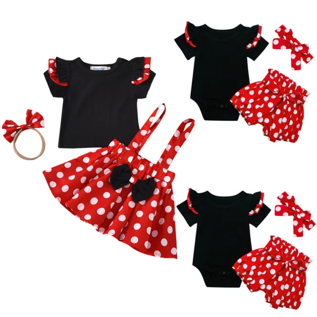 Infant Baby Girls Birthday Dress Party Outfit Princess Polka Dots Tutu Skirt Set