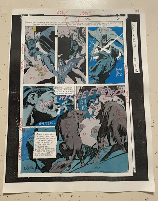 BATMAN RA'S AL GHUL #2 art original color guide NEAL ADAMS WOLVES 1988 KILL LUST