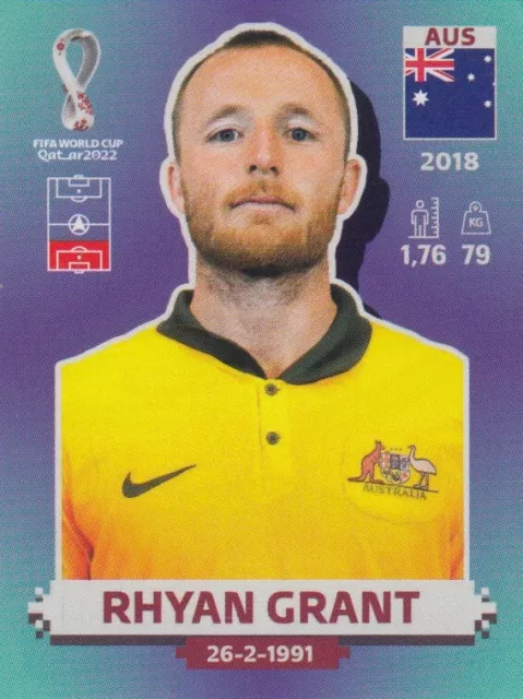 Panini Sticker Fußball WM 2022 Nr. AUS 7: Rhyan Grant Australia Bild NEU Qatar