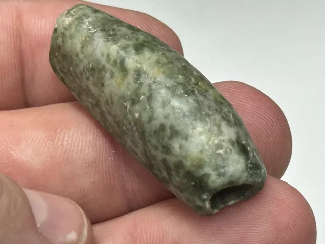 Amazing Authentic Pre-Columbian Green Jadeite Jade Bead Pendant Mezcala (J3)