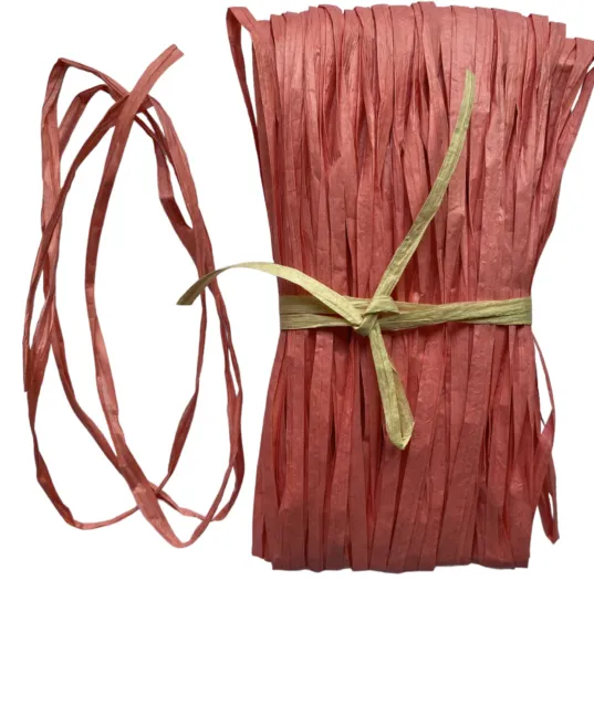 Cinta de papel Raffia para regalos decoración libro de recortes hágalo usted mismo artesanía coral rosa 1m 50m