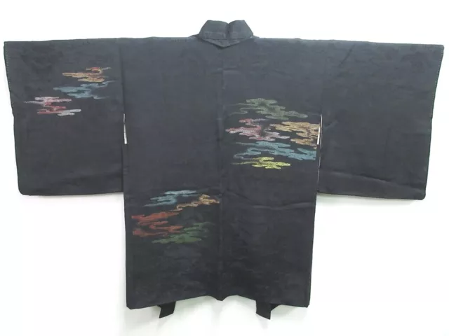 7602H4 Silk Vintage Japanese Kimono Haori Jacket Cloud Ship