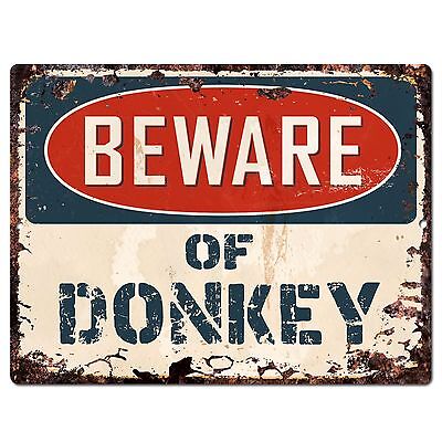 PP1494 Beware of DONKEY Plate Rustic Chic Sign Home Room Store Decor Gift